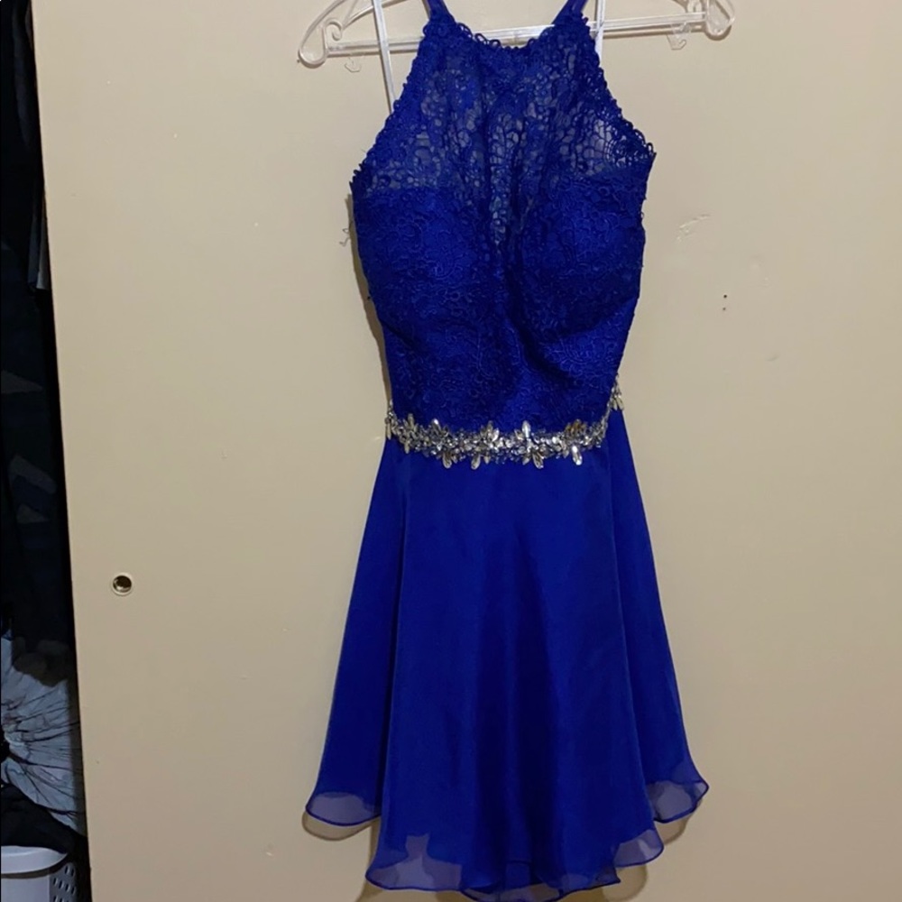 Dark blue and sliver formal homecoming dress